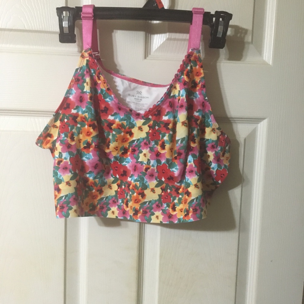 Ruby Ribbon Floral Pink Yellow Crop Shapewear Top